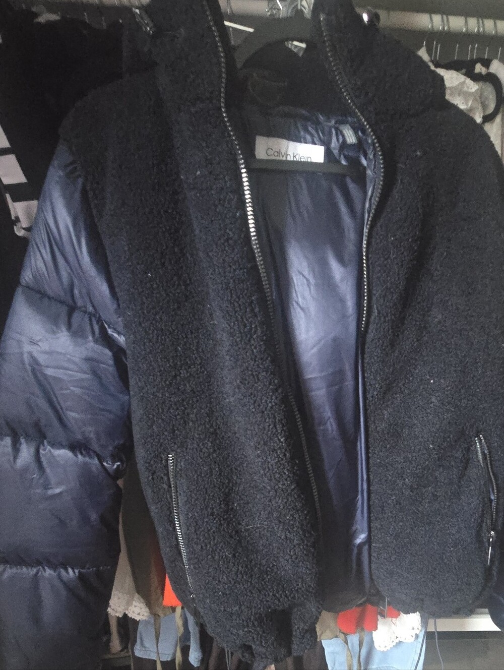 Calvin Klein Men's Black Sherpa & Navy Puffer Hybrid Jacket
